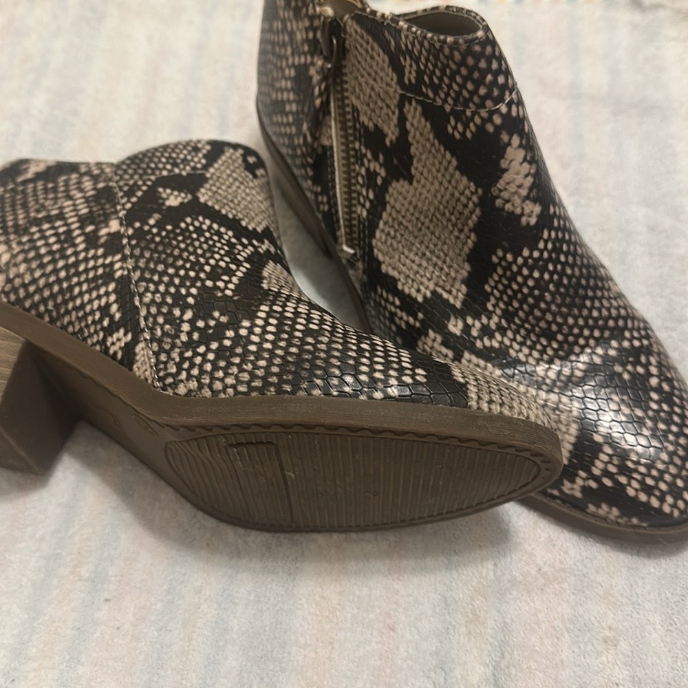 Snake skin print booties